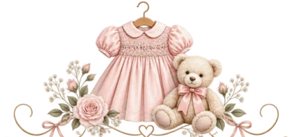 Smock & Heirloom dress, teddy and floral brand motif